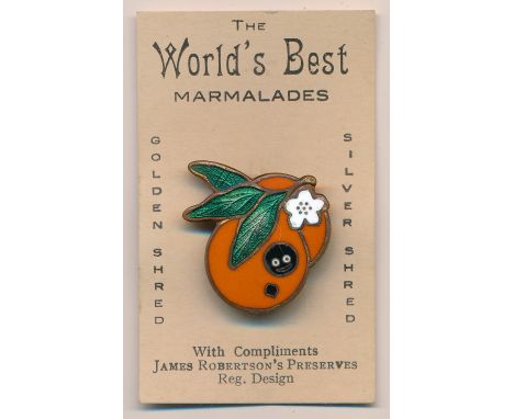 Robertson's pre-war Orange badge on original card, enamel and card in very good condition. Miller makers mark. These items ar