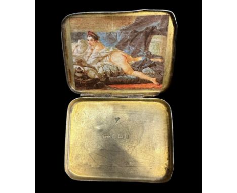 Silver concealed erotic cigarette case by John Collard Vickery 1914, with concealed erotic nude insert panel to interior casi