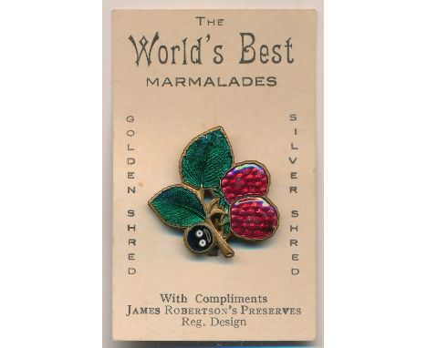 Robertson's pre-war Raspberry badge on card, slight flaw to one of the raspberries otherwise very good. Miller makers mark. T