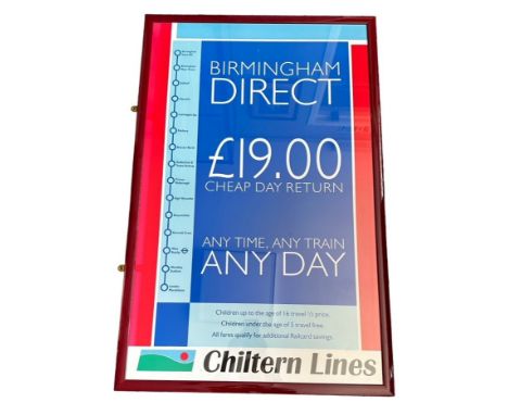 Chiltern Railways framed poster "Birmingham Direct...", excellent in excellent clear Perspex maroon frame, approx. size H: 10