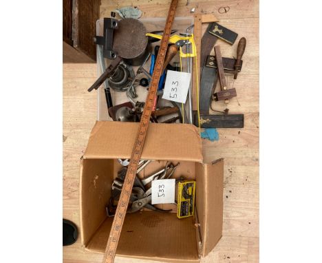 Anvil, rule, squares, pipe tools etc 