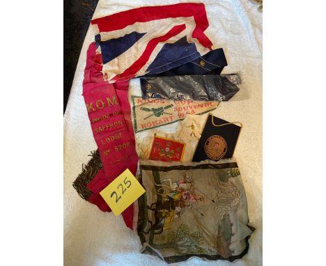Silk cigarette cards, flag, sash etc 