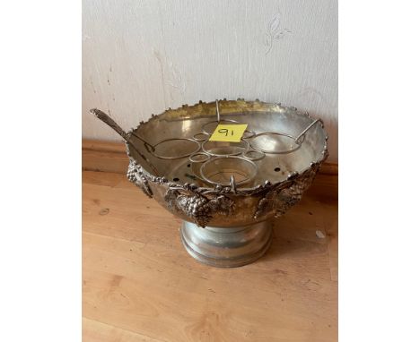 Plated wine cooler and ladle, punch bowl circumference 1ft 4 inches 