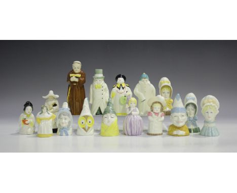 A set of fourteen Royal Worcester candle snuffers, second half 20th century, including Old Woman, Owl and Monk, together with