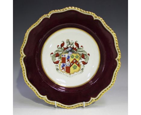 A Flight, Barr &amp; Barr Worcester porcelain soup plate, circa 1820, painted with an armorial and motto 'Semper Fidelis' wit