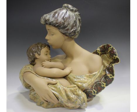 A Lladro gres figure group Cherish, No. 2224, height 38cm.Buyer’s Premium 29.4% (including VAT @ 20%) of the hammer price. Lo