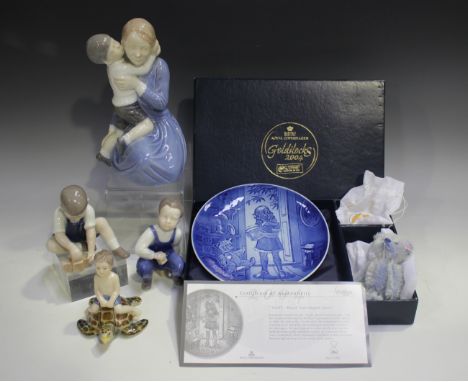 Two Royal Copenhagen figures, comprising Mother and Child, No. 3457 and limited edition Frederick, together with two Bing &am