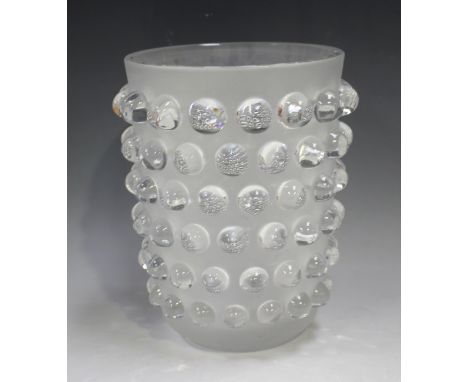 A Lalique clear and frosted glass Mossi pattern vase, post-1945, No. 457, engraved 'Lalique France' to base, height 21cm.Buye