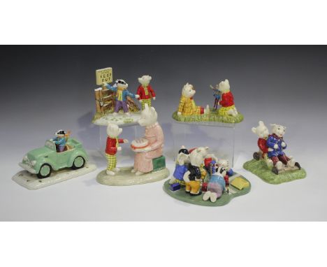 Four Royal Doulton Rupert Character limited edition figures, comprising Rupert, Bill and the Mysterious Car, RB11, Rupert's T