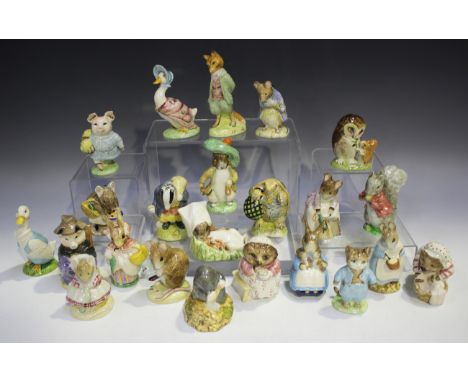 Twenty Royal Albert Beatrix Potter figures, comprising Benjamin Wakes Up, Diggory Diggory Delvet, Mrs Rabbit Cooking, Little 