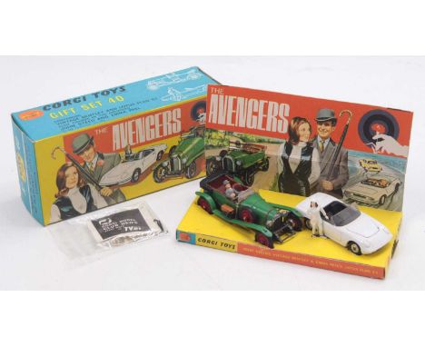 Corgi Toys Gift Set No.GS40 "The Avengers" comprising of "John Steed's" Vintage Bentley, green body, red wire wheels (rare va