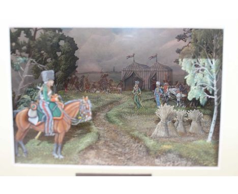 A professionally hand-painted and modelled box diorama titled The Vedette, comprising of 30mm and 54mm scale flat soldiers an
