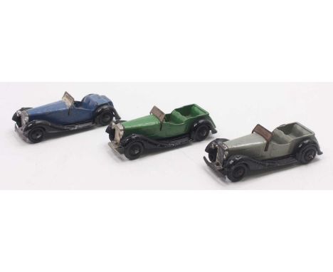 Collection of 3 various Dinky Toys British Salmson Diecast Vehicles, including 2x No.36F finished in green and grey together 