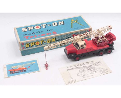 A Triang Spot-On Models No. 117 Jones KL Crane, comprising red and black body with cream roof and cream boom arm, housed in t