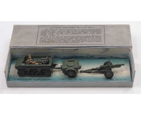 Dinky Toys No.162 "Field Unit" Set containing Light Dragon Tank (with Chains), Ammunition Trailer (rigid hubs) and Field Gun 