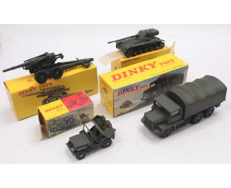 A collection of four various boxed French Dinky Toy military diecasts to include No.819 DE155 field gun, No.828 SS10 military