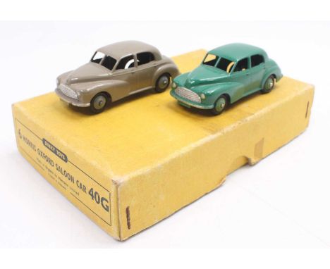 Dinky Toys No. 40G trade box of six Morris Oxford saloons, containing six various models, 5 finished in grey, the other green