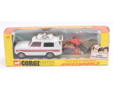 Corgi Toys Whizzwheels No.461 Police Vigilant Range Rover with Police Officer figure, cones and other accessories, all housed