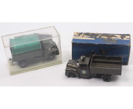 Tekno (German) No.950 Dodge Military Personnel Carrier with searchlight in military colour with matching ridged hubs and deca