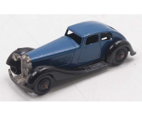 Dinky Toys 36d Rover - dark blue with black wings and ridged hubs (G)