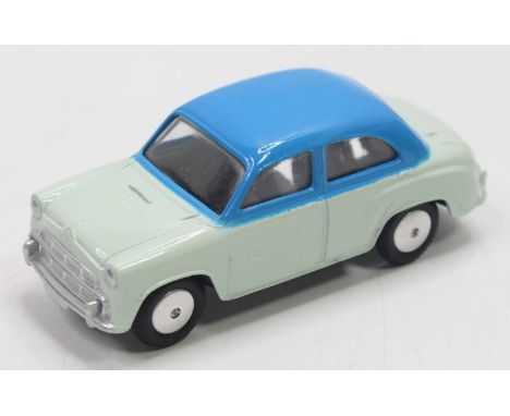 Corgi Toys No 202 Morris Cowley in pale green lower and blue upper body with silver hubs, loose example (VG)