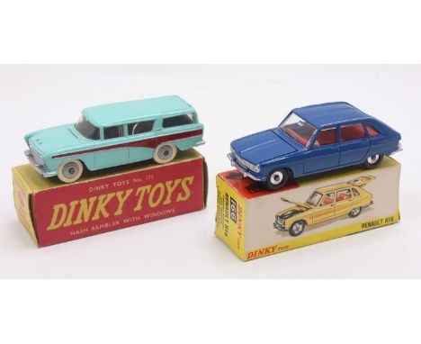 Dinky Toys Boxed Group, 2 models to include No.173 Nash Rambler, turqouise and pink, together with a No.166 Renault R16 in bl