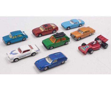 A collection of eight loose Matchbox Superfast diecast, all in NM-M condition, to include Lotus Europa, Mercedes 300SE, Iso G