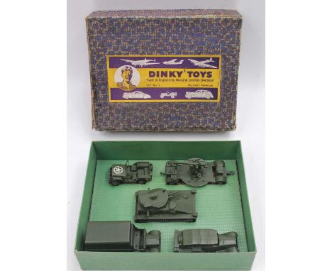 Dinky Toys Gift set 5 Military Vehicles containing 151A Medium Tank,151B Transport Wagon, 152B Reconnaissance Car, 153A Jeep 