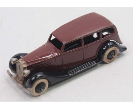 Dinky Toys, 30d Vauxhall - brown body, black chassis and ridged hubs with white smooth tyres (G)