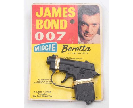 Lone Star "James Bond 007" Midgie Beretta 100 Shot Repeater finished in black including butt, on original card (VG-BVG)