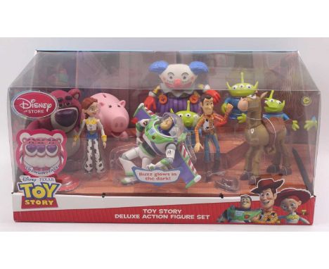 Disney Pixar Toy Story 10-Piece Deluxe Action Figure Playset No.3215 with Characters of Chuckles, Jessie, Hamm, Buzz, Woody a