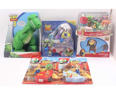 Hasbro/Think Way and other Disney Toy Story group of 6 various scales figures and sets to include; Slinky The Dog, Buzz Light