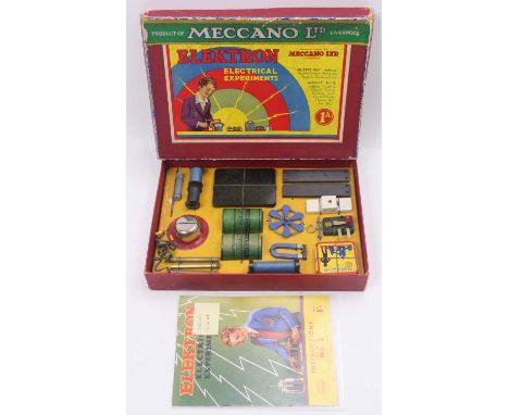 Meccano, No.1A Elektron Set, circa 1934, complete and strung in the original box with instruction leaflet, rare example to fi