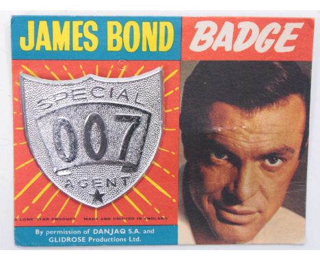Lone Star "James Bond" - "007 Special Agent" Badge - silver-chrome, Excellent Plus on an Excellent backing card