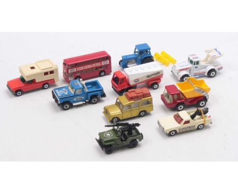 A collection of ten loose Matchbox Superfast diecast vehicles, all in NM-M condition, to include Landrover, Burmah Tanker, mi
