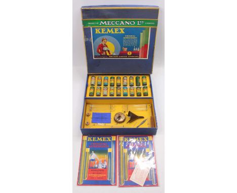 A Meccano circa 1934 No. 1 Kemex set, appears complete and housed in the original card box with instruction leaflets and impo