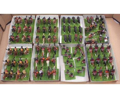 Three trays containing a collection of 28mm Painted Plastic and white metal English Civil War Infantry and Cavalry Artillery,