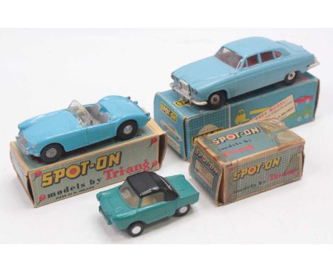 A collection of three Triang Spot-On Models, all in various playworn condition, to include No. 218 Jaguar Mk10, No. 119 Meado