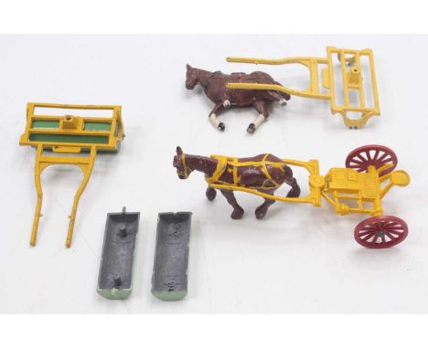 Charbens group of two to include a horse-drawn grass cutter, missing the blade, and a horse-drawn grass roller, with an extra