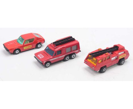 A collection of Matchbox Superfast Emergency Service-related diecast vehicles to include No. 57 Carmichael Range Rover 6-whee