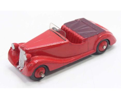 Dinky Toys No. 38B Sunbeam Talbot, comprising red body with brown tonneau and red hubs, loose example