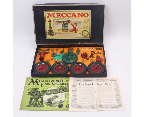 Meccano Circa 1929 Special Inventors Outfit, rare example that has been re-strung, complete with original backing card, price