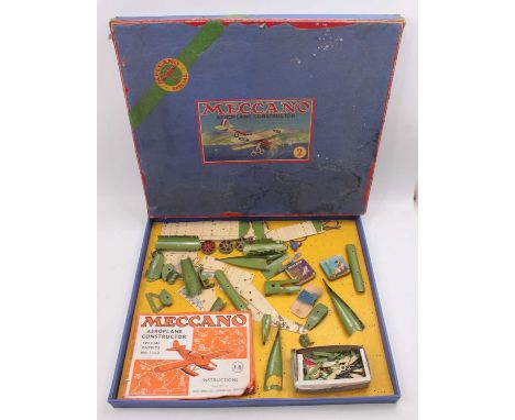 A Meccano constructor No. 2 outfit, comprising of green and cream components, complete with aeroplane constructor, instructio