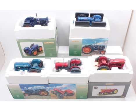 Universal Hobbies 1/16 scale group of 5 farming tractors to include: No.2692 Massey Ferguson MF35X, No.2787 County Super 4 19