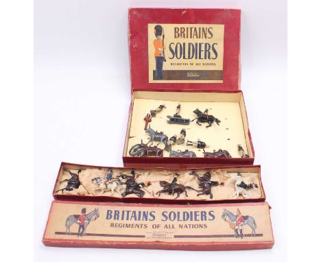 Britains group of 2 to include a 12th Royal Lancers set no.2076, comprising six mounted cavalry figures, and set 28, comprisi