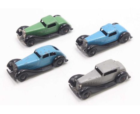Collection of 36 series Dinky Toys diecasts to include 2x No.36b Bentley Sports Coupe, 36C Humber Vogue and a 36d Rover Saloo