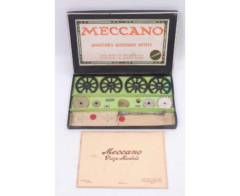 Meccano Circa 1914 Inventors Outfit, un-used example on original backing cards and some parts in sealed packaging, with Prize