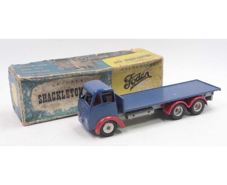 Shackleton Toys Foden F.G Flat Bed Lorry in blue body with matching bed, red wheel arches and grey chassis, sold in the origi