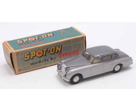 A Triang Spot-On Models No. 102 Bentley Saloon, comprising of grey and silver body with spun hubs, housed in the original blu