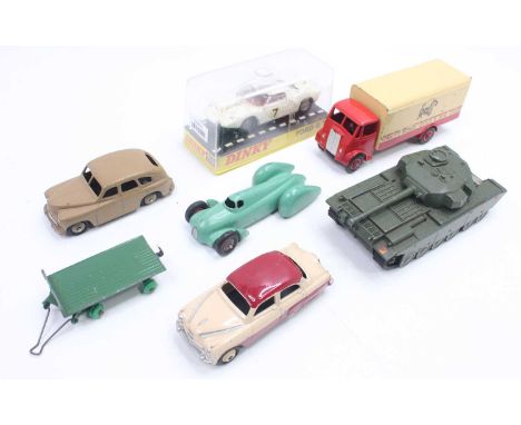 Dinky Toys group of seven mostly loose and playworn diecasts to include; No.164 Vauxhall Cresta in maroon and cream tan body,